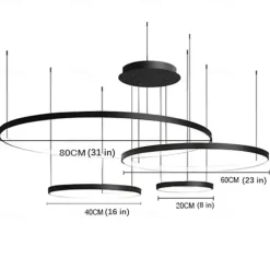 40 60 80 cm Dimmable LED Pendant Lights Circle Design Aluminum Silica gel Modern Style Classic Circle Black Contemporary Modern 220-240V 110-240 V
