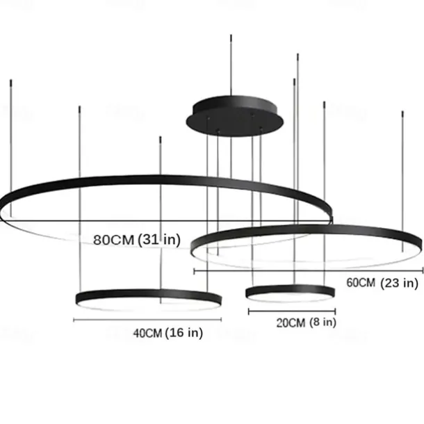 40 60 80 cm Dimmable LED Pendant Lights Circle Design Aluminum Silica gel Modern Style Classic Circle Black Contemporary Modern 220-240V 110-240 V