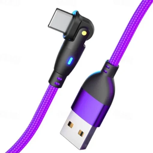 180 Elbow Data Cable Rotating Charging Cable QC3.0 Fast Charging Protocol 3A5A Current Suitable For Type-C Android Phones
