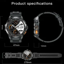 696 AK77 Smart Watch 1.43 inch Smart Band Fitness Bracelet Bluetooth Pedometer Call Reminder Sleep Tracker Compatible with Android iOS Women Men Hands-Free Calls Message Reminder Camera Control IP 67