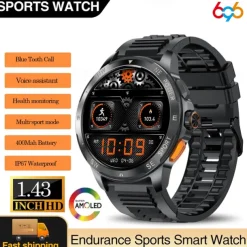 696 AK77 Smart Watch 1.43 inch Smart Band Fitness Bracelet Bluetooth Pedometer Call Reminder Sleep Tracker Compatible with Android iOS Women Men Hands-Free Calls Message Reminder Camera Control IP 67