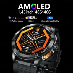 696 AK77 Smart Watch 1.43 inch Smart Band Fitness Bracelet Bluetooth Pedometer Call Reminder Sleep Tracker Compatible with Android iOS Women Men Hands-Free Calls Message Reminder Camera Control IP 67