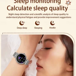 696 AK73 Smart Watch 1.28 inch Smart Band Fitness Bracelet Bluetooth Pedometer Call Reminder Sleep Tracker Compatible with Android iOS Women Hands-Free Calls Message Reminder IPX-0 40mm Watch Case