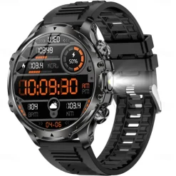 696 AK75 Smart Watch 1.85 inch Smart Band Fitness Bracelet Bluetooth Pedometer Call Reminder Sleep Tracker Compatible with Android iOS Men Hands-Free Calls Message Reminder Step Tracker IPX-0 52mm