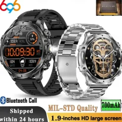 696 AK75 Smart Watch 1.85 inch Smart Band Fitness Bracelet Bluetooth Pedometer Call Reminder Sleep Tracker Compatible with Android iOS Men Hands-Free Calls Message Reminder Step Tracker IPX-0 52mm
