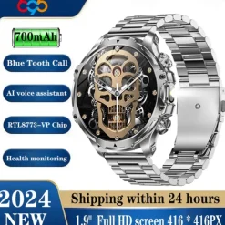 696 AK75 Smart Watch 1.85 inch Smart Band Fitness Bracelet Bluetooth Pedometer Call Reminder Sleep Tracker Compatible with Android iOS Men Hands-Free Calls Message Reminder Step Tracker IPX-0 52mm