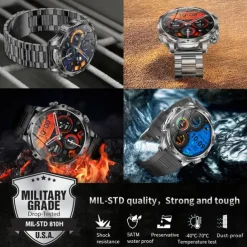 696 AK75 Smart Watch 1.85 inch Smart Band Fitness Bracelet Bluetooth Pedometer Call Reminder Sleep Tracker Compatible with Android iOS Men Hands-Free Calls Message Reminder Step Tracker IPX-0 52mm