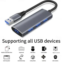 3.0 Aluminum Alloy Hub Three-port 2.0 USB High-speed Download Splitter