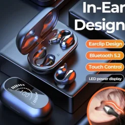 2023 Arrival NEW Bone Conduction Earphone Bluetooth 5.2 Ear Clip on Ear Earring Wireless Headphones Sports Headsets Ear Hook with Mic Sports Headphones and Not Falling Auricolare Bluetooth
