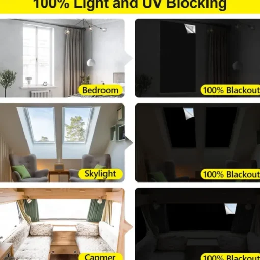 100% Blackout Shades Blind Curtains Window Cover,DIY Cut to Any Size or Shape,Hook & Loop Tabs,Portable Bags for Travel,Light & UV Blocking for House,Baby Nursery,Apartment