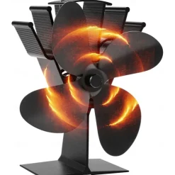 4 Blade Wood Stove Fan, Heat Powered Fireplace Fan for Efficient Warm Air Circulation, Silent Operation Stove Accessories for Log/Wood Stove, Durable Design