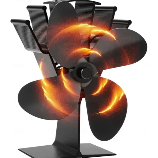 4 Blade Wood Stove Fan, Heat Powered Fireplace Fan for Efficient Warm Air Circulation, Silent Operation Stove Accessories for Log/Wood Stove, Durable Design