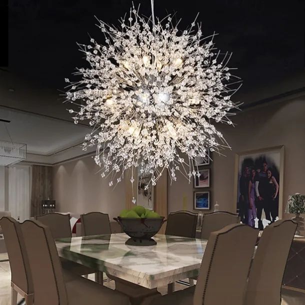 16 Bulbs 60 cm Crystal Pendant Light Metal Globe Electroplated Chic & Modern Globe 110-120V 220-240V