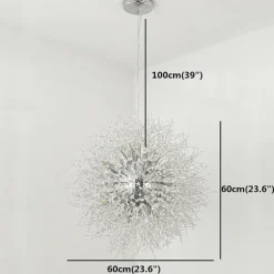 16 Bulbs 60 cm Crystal Pendant Light Metal Globe Electroplated Chic & Modern Globe 110-120V 220-240V