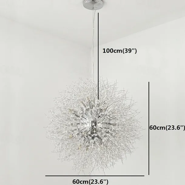 16 Bulbs 60 cm Crystal Pendant Light Metal Globe Electroplated Chic & Modern Globe 110-120V 220-240V