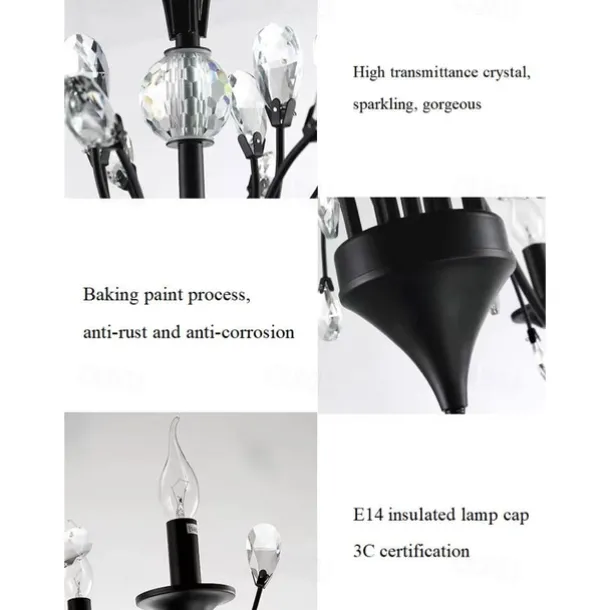 12 Bulbs 112 cm Mini Style Chandelier Metal Painted Finishes Retro / Traditional / Classic 110-120V / 220-240V