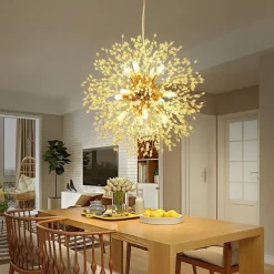 12 Bulbs Modern Electroplated Globe Chandeliers Firework Led Vintage Pendant Lights Living Room Dining Room G9 Bulb Base