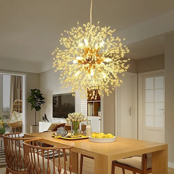 12 Bulbs Modern Electroplated Globe Chandeliers Firework Led Vintage Pendant Lights Living Room Dining Room G9 Bulb Base