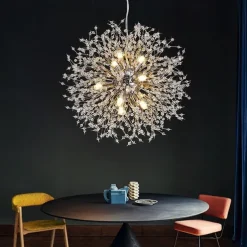12 Bulbs Modern Electroplated Globe Chandeliers Firework Led Vintage Pendant Lights Living Room Dining Room G9 Bulb Base