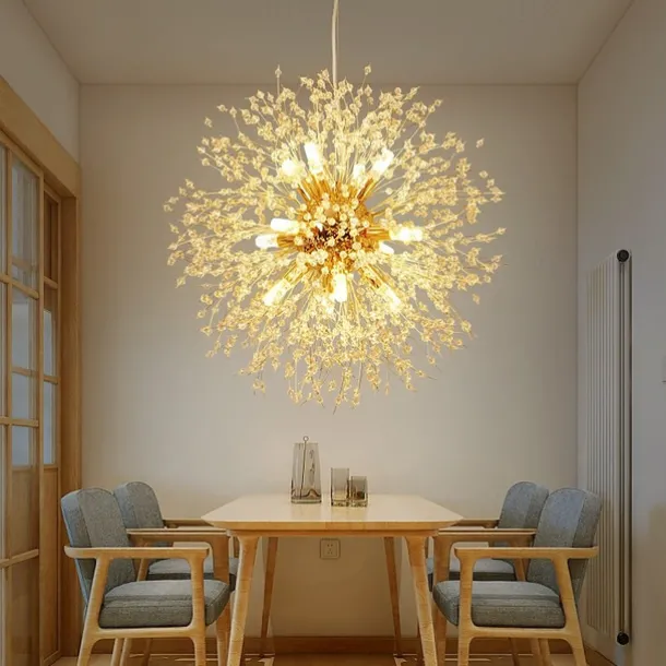 12 Bulbs Modern Electroplated Globe Chandeliers Firework Led Vintage Pendant Lights Living Room Dining Room G9 Bulb Base