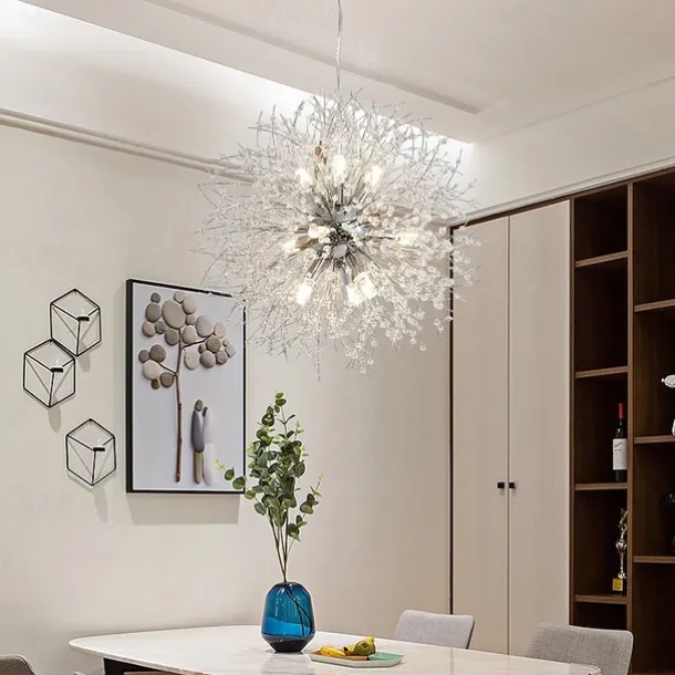 12 Bulbs Modern Electroplated Globe Chandeliers Firework Led Vintage Pendant Lights Living Room Dining Room G9 Bulb Base