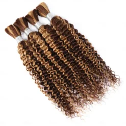 3 Bundle Highlight P4/27 Deep Wave Bulk Human Hair For Braiding Bundles