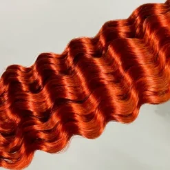 3 Bundles Bulk Hair Ginger Human Hair Deep Wave Extension Bundle Hair 10-28Inch