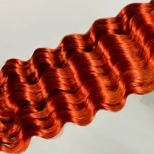 3 Bundles Bulk Hair Ginger Human Hair Deep Wave Extension Bundle Hair 10-28Inch