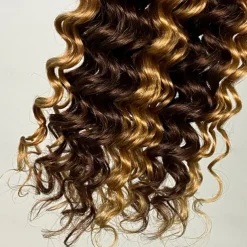 3 Bundles Bulk Hair P4/27 Human Hair Deep Wave Extension Bundle Hair 10-28Inch
