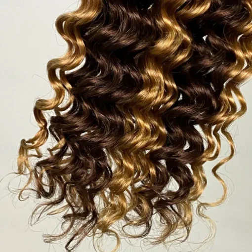 3 Bundles Bulk Hair P4/27 Human Hair Deep Wave Extension Bundle Hair 10-28Inch