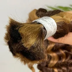 3 Bundles Bulk Hair P4/27 Human Hair Deep Wave Extension Bundle Hair 10-28Inch