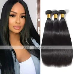 3 Bundles Hair Weaves Brazilian Hair Straight Human Hair Extensions Remy Human Hair 100% Remy Hair Weave Bundles 300 g Natural Color Hair Weaves / Hair Bulk Human Hair Extensions 8-28 inch Natural