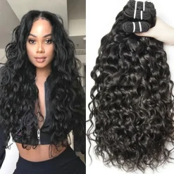 3 Bundles Hair Weaves Brazilian Hair Water Wave Human Hair Extensions Remy Human Hair 100% Remy Hair Weave Bundles 300 g Natural Color Hair Weaves / Hair Bulk Human Hair Extensions 8-28 inch Natural