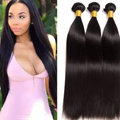 3 Bundles Hair Weaves Brazilian Hair Straight Human Hair Extensions Remy Human Hair 100% Remy Hair Weave Bundles Natural Color Hair Weaves / Hair Bulk Human Hair Extensions 8-28 inch Natural Color