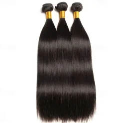 3 Bundles Hair Weaves Brazilian Hair Straight Human Hair Extensions Remy Human Hair 100% Remy Hair Weave Bundles Natural Color Hair Weaves / Hair Bulk Human Hair Extensions 8-28 inch Natural Color