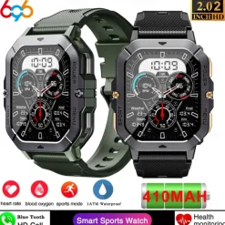 696 C28 Smart Watch 2.02 inch Smart Band Fitness Bracelet Bluetooth Pedometer Call Reminder Sleep Tracker Compatible with Android iOS Men Hands-Free Calls Message Reminder IP 67 42mm Watch Case