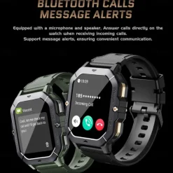 696 C28 Smart Watch 2.02 inch Smart Band Fitness Bracelet Bluetooth Pedometer Call Reminder Sleep Tracker Compatible with Android iOS Men Hands-Free Calls Message Reminder IP 67 42mm Watch Case