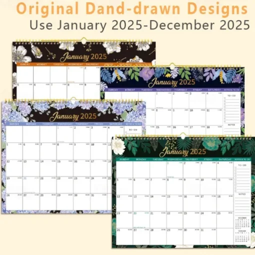 2025 Calendar with Holidays 2025 Monthly Wall Calendar Floral Calendar 2025 January to December Monthly Calendar with Thick Paper