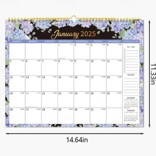 2025 Calendar with Holidays 2025 Monthly Wall Calendar Floral Calendar 2025 January to December Monthly Calendar with Thick Paper
