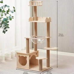 57.87" Cat Tree/Cat Tree House and Towers for Large Cat/Cat Climbing Tree with Cat Condo/Cat Tree Scratching Post/Multi-Level Large Cat Tree