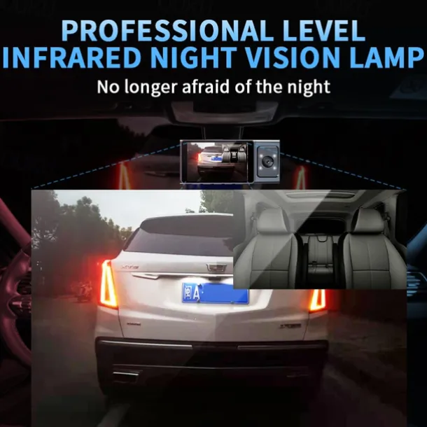 3 Channel Dash Cam Front And Rear Inside 1080P Dash IR Night Vision Loop Recording Car DVR Camera With 3 Inch IPS Screen 3 Cameras Car Dashcam