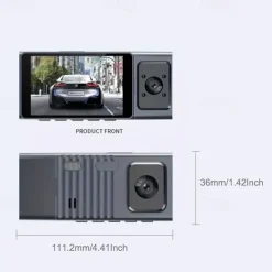 3 Channel Dash Cam Front And Rear Inside 1080P Dash IR Night Vision Loop Recording Car DVR Camera With 3 Inch IPS Screen 3 Cameras Car Dashcam
