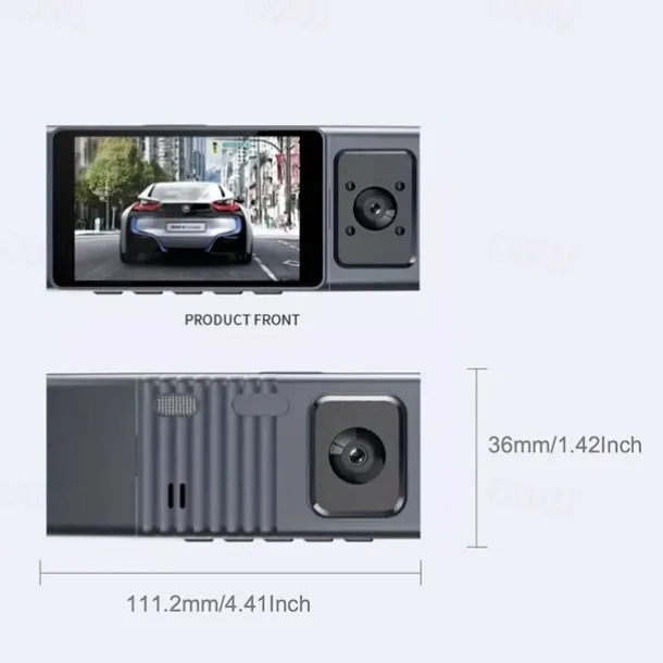 3 Channel Dash Cam Front And Rear Inside 1080P Dash IR Night Vision Loop Recording Car DVR Camera With 3 Inch IPS Screen 3 Cameras Car Dashcam