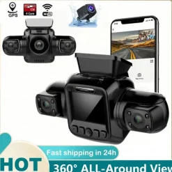4 Channel 4*1080P Dash Camera Built-in GPS & WiFi CPL Dual Lens 8 Infrared Light Night Vision 170 Degree with Rear Lens Car DVR