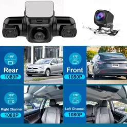 4 Channel 4*1080P Dash Camera Built-in GPS & WiFi CPL Dual Lens 8 Infrared Light Night Vision 170 Degree with Rear Lens Car DVR