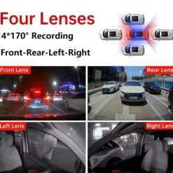 4 Channel 4*1080P Dash Camera Built-in GPS & WiFi CPL Dual Lens 8 Infrared Light Night Vision 170 Degree with Rear Lens Car DVR