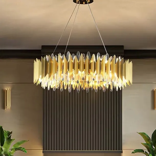 60/80 cm Crystal Chandelier Pendant Light Gold Luxury Modern Island Design Stainless Steel Electroplated 110-120V 220-240V