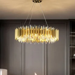 60/80 cm Crystal Chandelier Pendant Light Gold Luxury Modern Island Design Stainless Steel Electroplated 110-120V 220-240V
