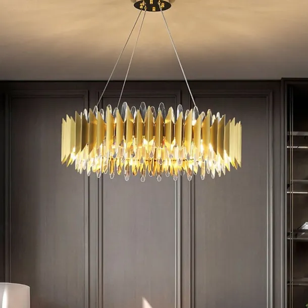 60/80 cm Crystal Chandelier Pendant Light Gold Luxury Modern Island Design Stainless Steel Electroplated 110-120V 220-240V