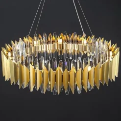 60/80 cm Crystal Chandelier Pendant Light Gold Luxury Modern Island Design Stainless Steel Electroplated 110-120V 220-240V